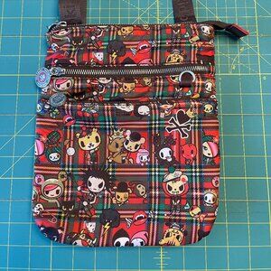 Tokidoki Glenard Red Holiday Plaid Flat Crossbody Bag - RARE